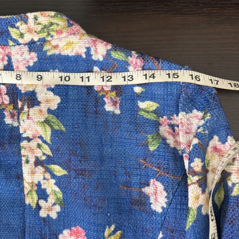 Soft Surroundings Jacket Womens 10 Floral Spring Blazer Career Snap Button Blue - Picture 10 of 10